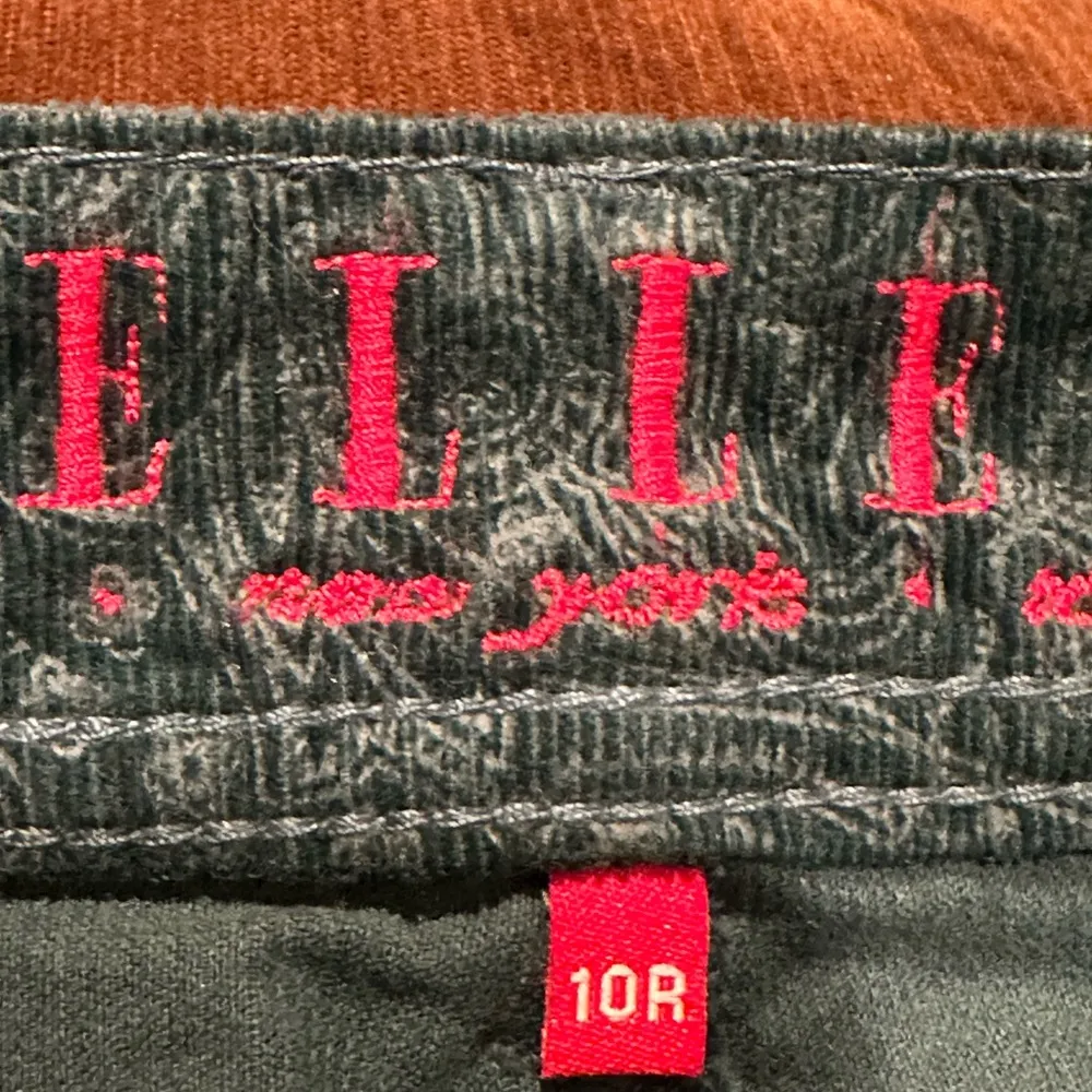 Elle Green Paisley Velvet Low Rise Straight Leg Casual Pants Pockets Sz 10R. - Image 7