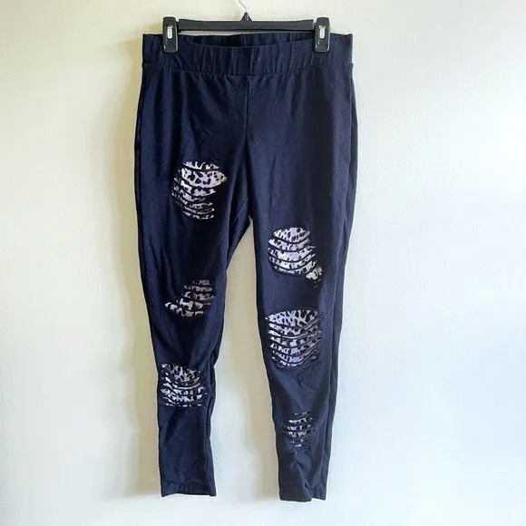TORRID PREMIUM LEGGING - SLASHED LEOPARD UNDERLAY‎ BLACK WOMENS SIZE 1 1X… - Image 3