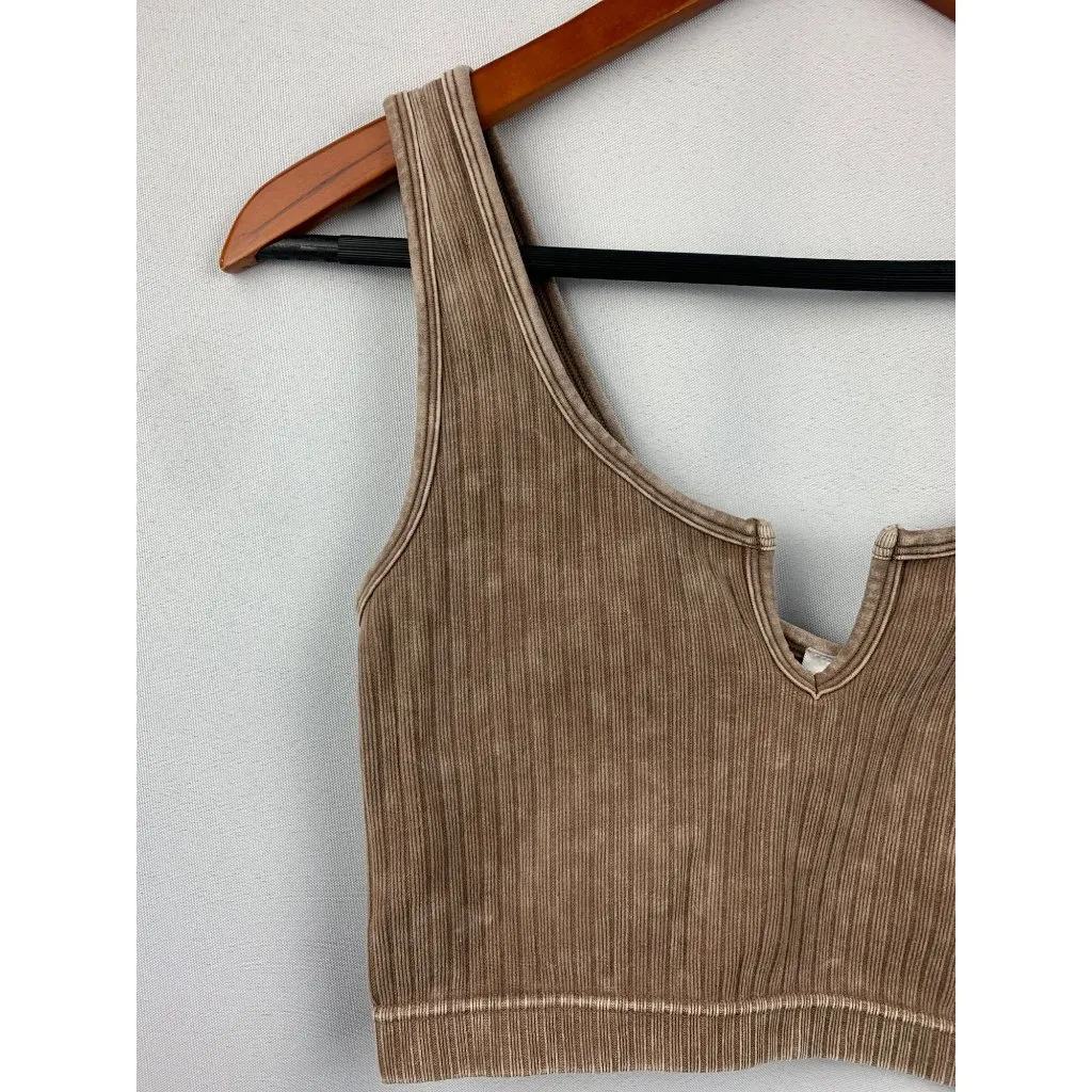 Women’s Zenana Brown Acid Washed Bra Size S/M - Image 3
