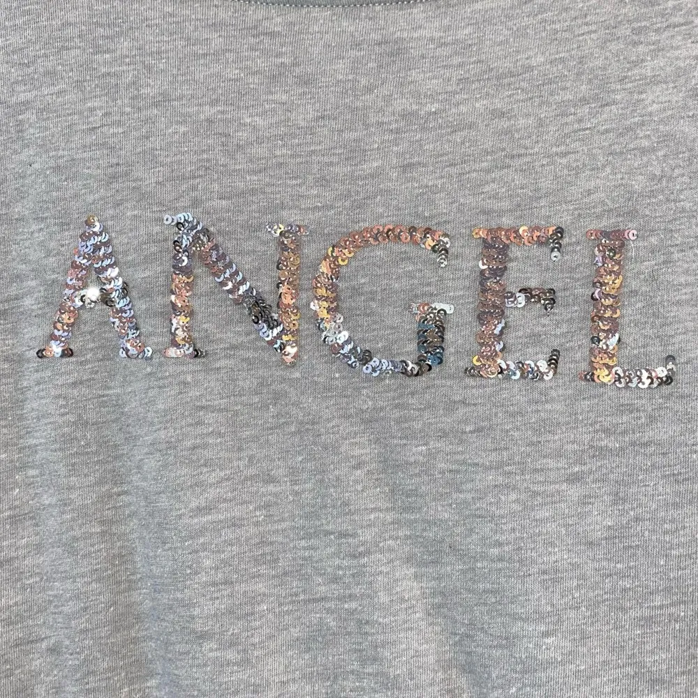 VS Gray Pajama Tee Shirt with Silver Sequins Angel - Image 2