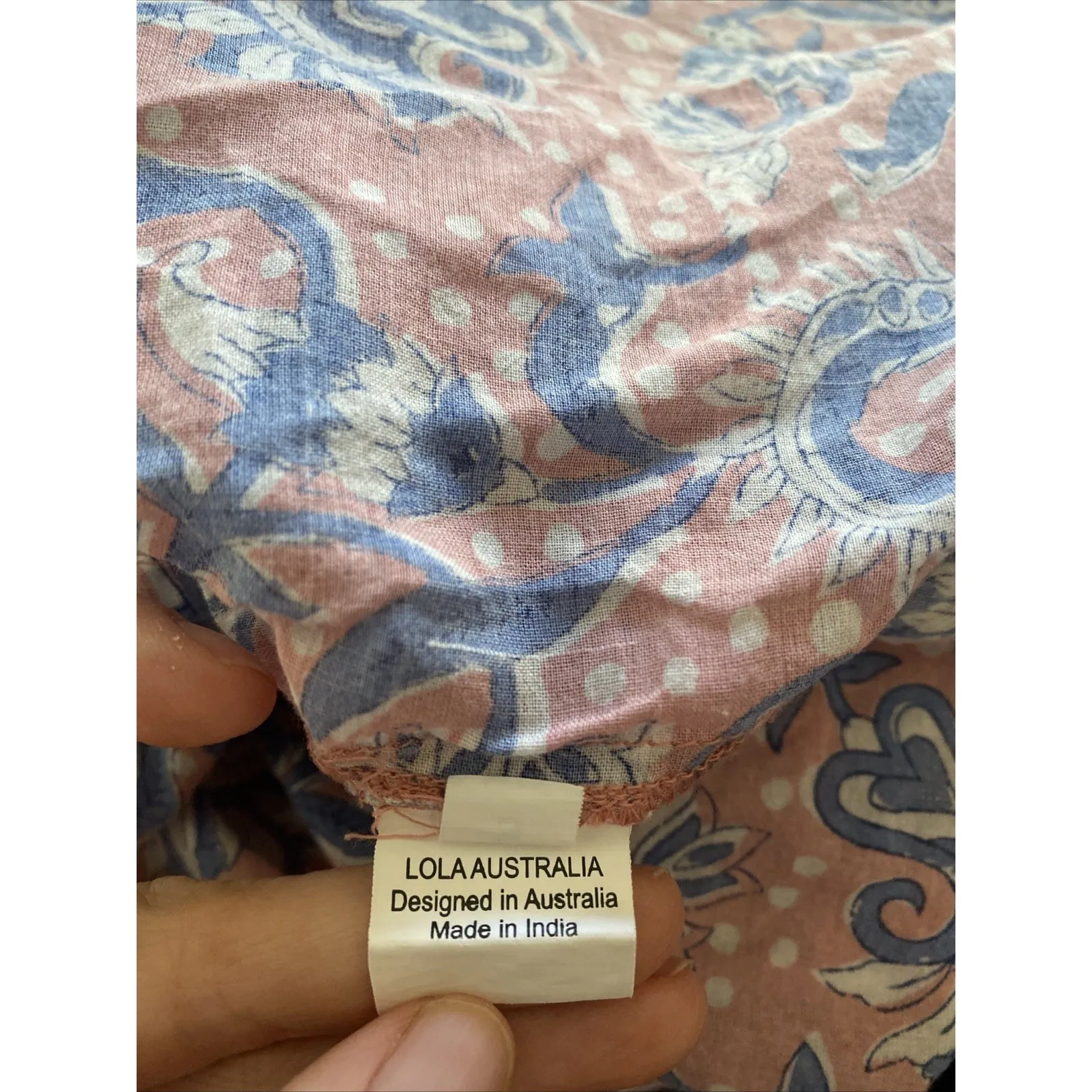 Lola Australia Womens Small Pink Blue Paisley Tiered Dress Morocco Mini Dress - Image 9