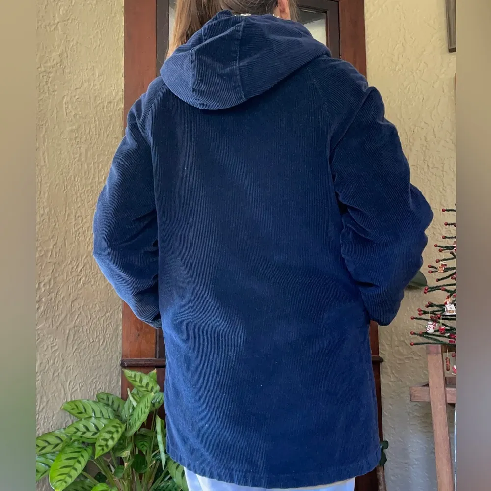 1970s vintage Sears Put On Shop Shearling Lined corduroy coat hooded navy Size M - Image 10