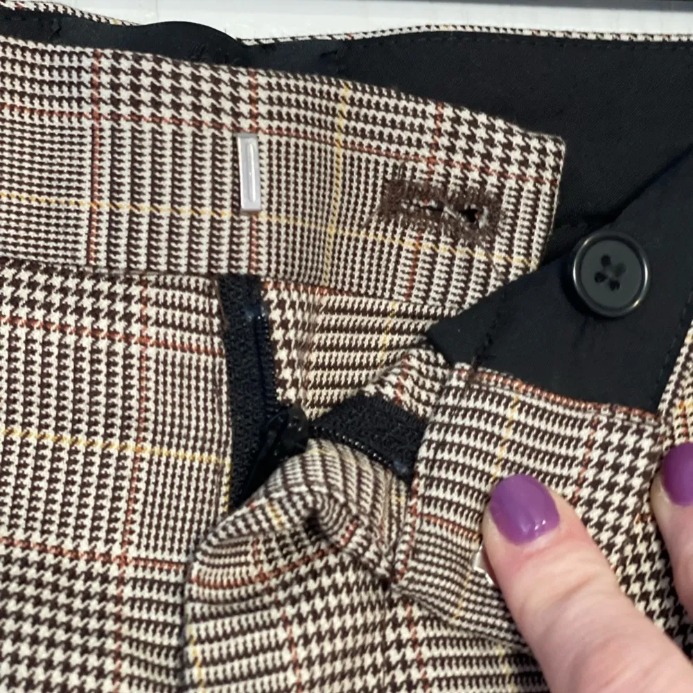 H&M Skinny Fit Brown Gray Taupe Glen Plaid Dress Pants Size 34​‎ - Image 4