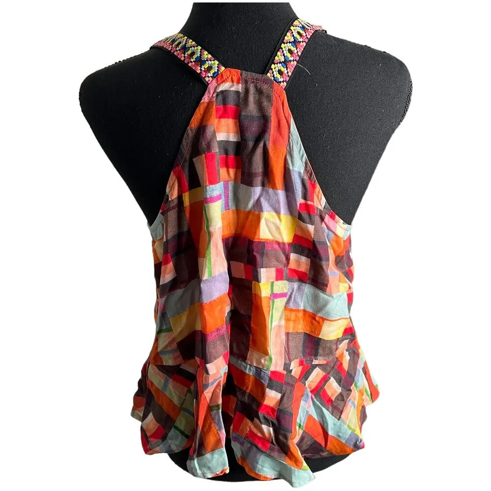 Anthropologie Pilcro Abstract Peplum Tank Top Small Women’s Multicolor - Image 3