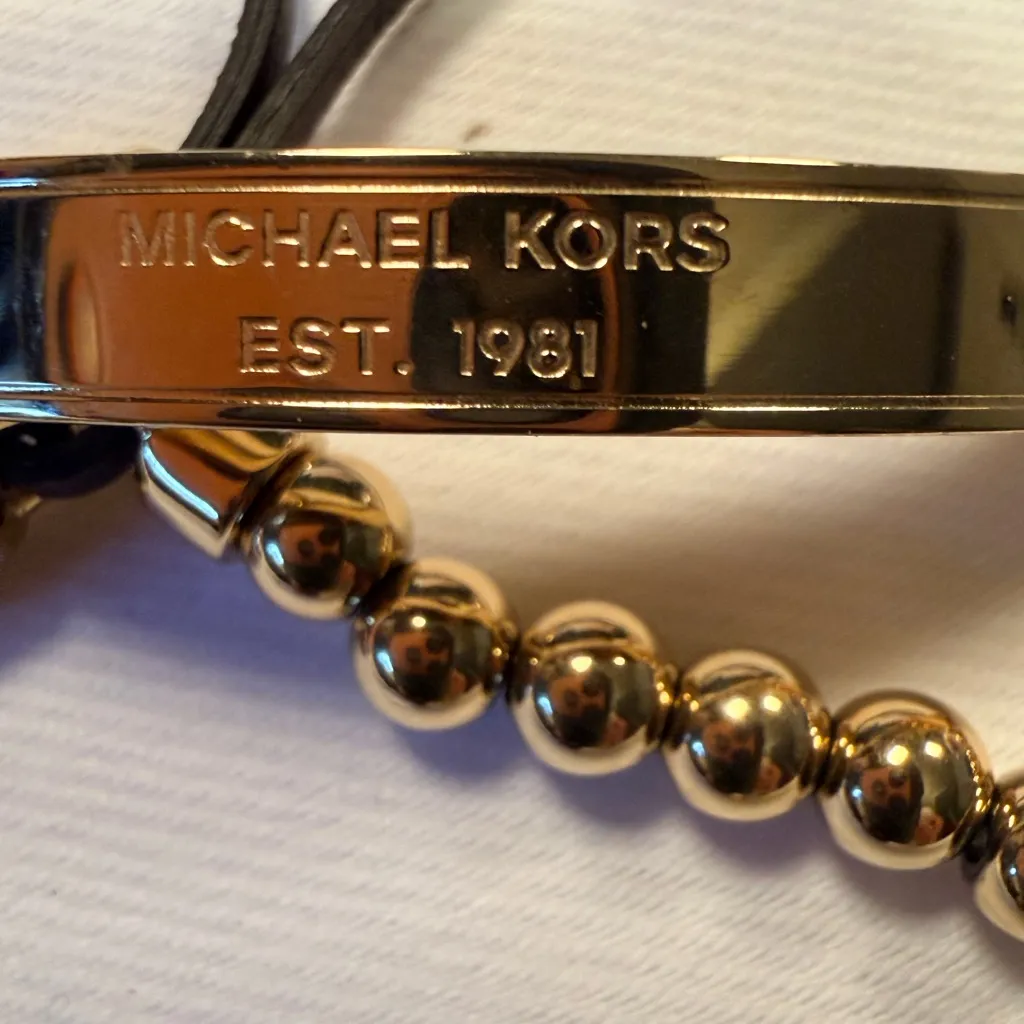Michael Kors Gold-Tone Logo plaque Bead Bracelet - Image 3