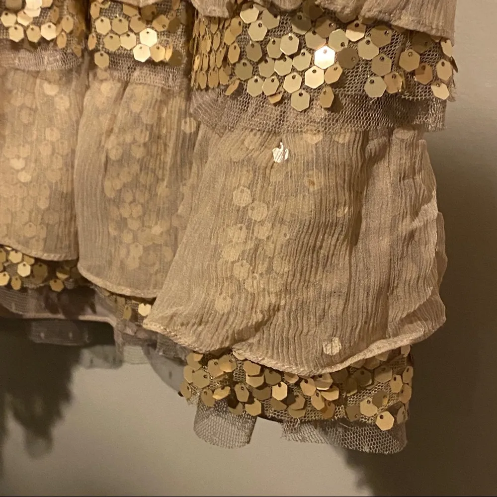 BCBG Maxazira Ava Cocktail Party Dress Champagne Sequin Tiered Size 0 - Image 11