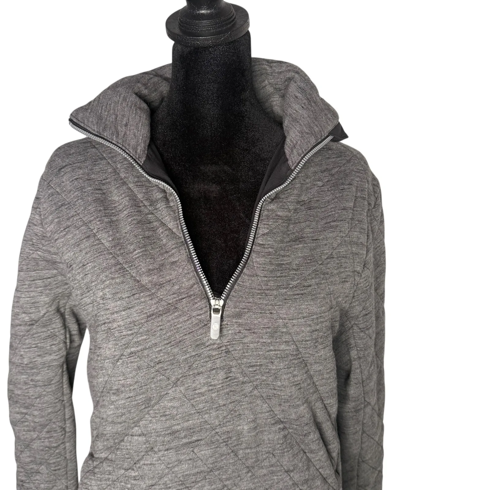 Lululemon Forever‎ Warm Quilted Pullover Heathered Core Dark Grey Women Size 4 - Image 7
