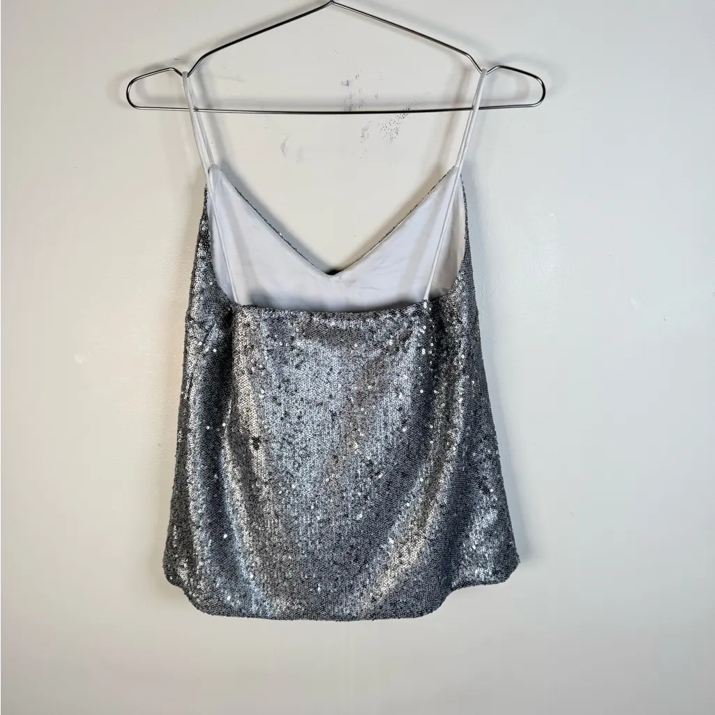 David Lerner Silver Sequin Camisole Top - Image 5