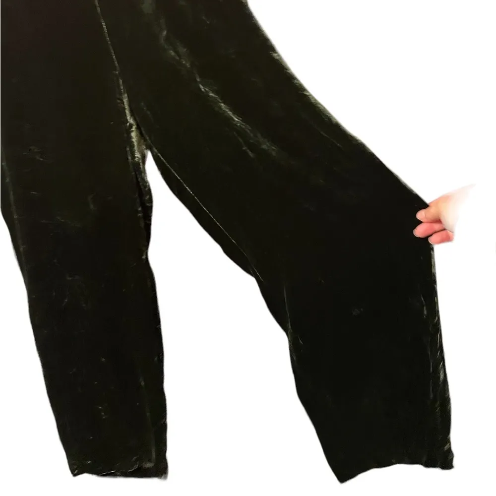 DIANE VON FURSTENBERG SILK ASSETS GREEN VELOUR VINTAGE PANTS - Image 4