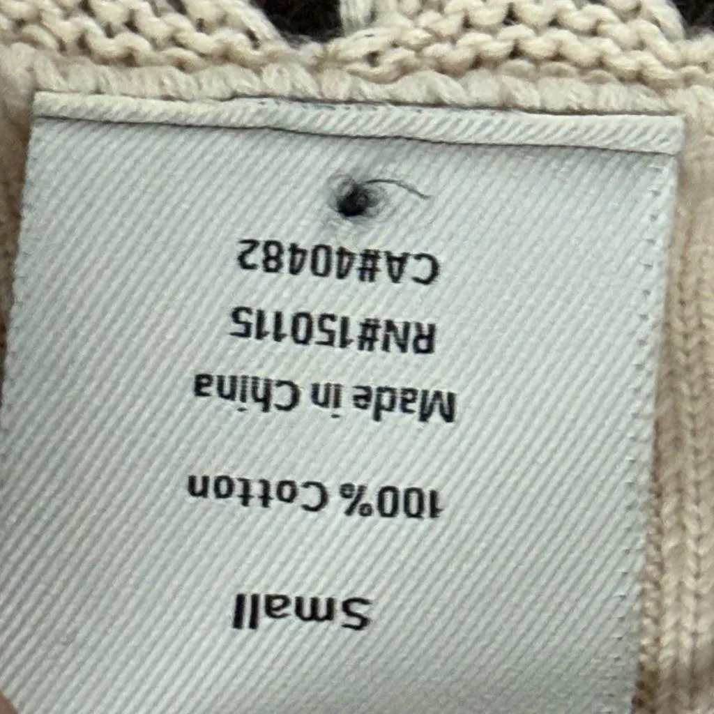 Varley Gaines Half Zip Sweater Top S Cream Cotton Pineapple Open Knit Coastal - Image 13