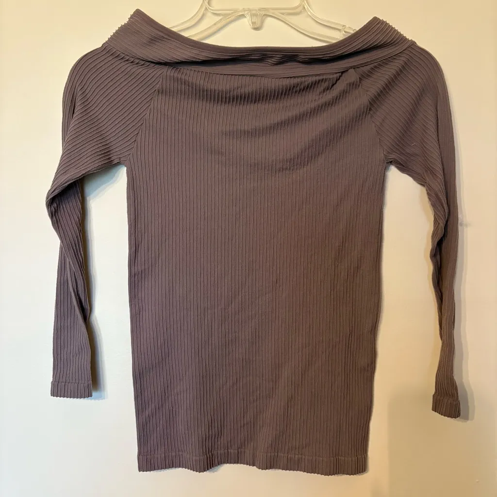 Free People intimintly Ribbed Knit Top in Taupe size M/L - Image 3