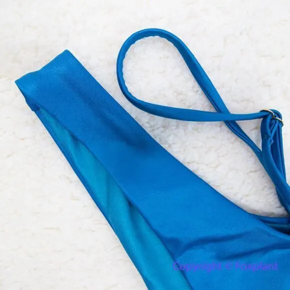 NEW Agua Bendita blue Egle Thoughts reversible bikini bottom, size L - Image 6