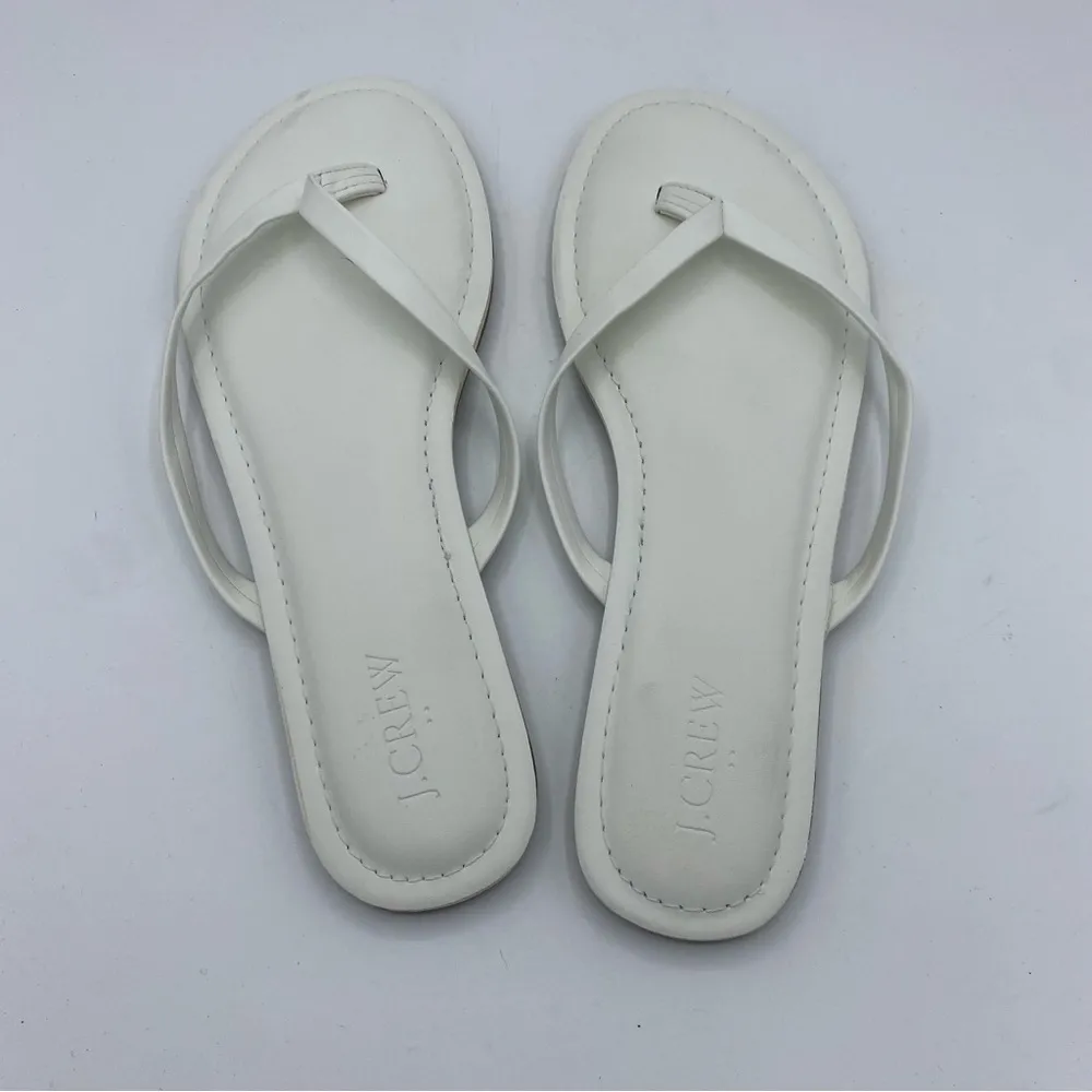 J.Crew faux leather sandals Easy summer flip-flops, white size 8 new classic - Image 2