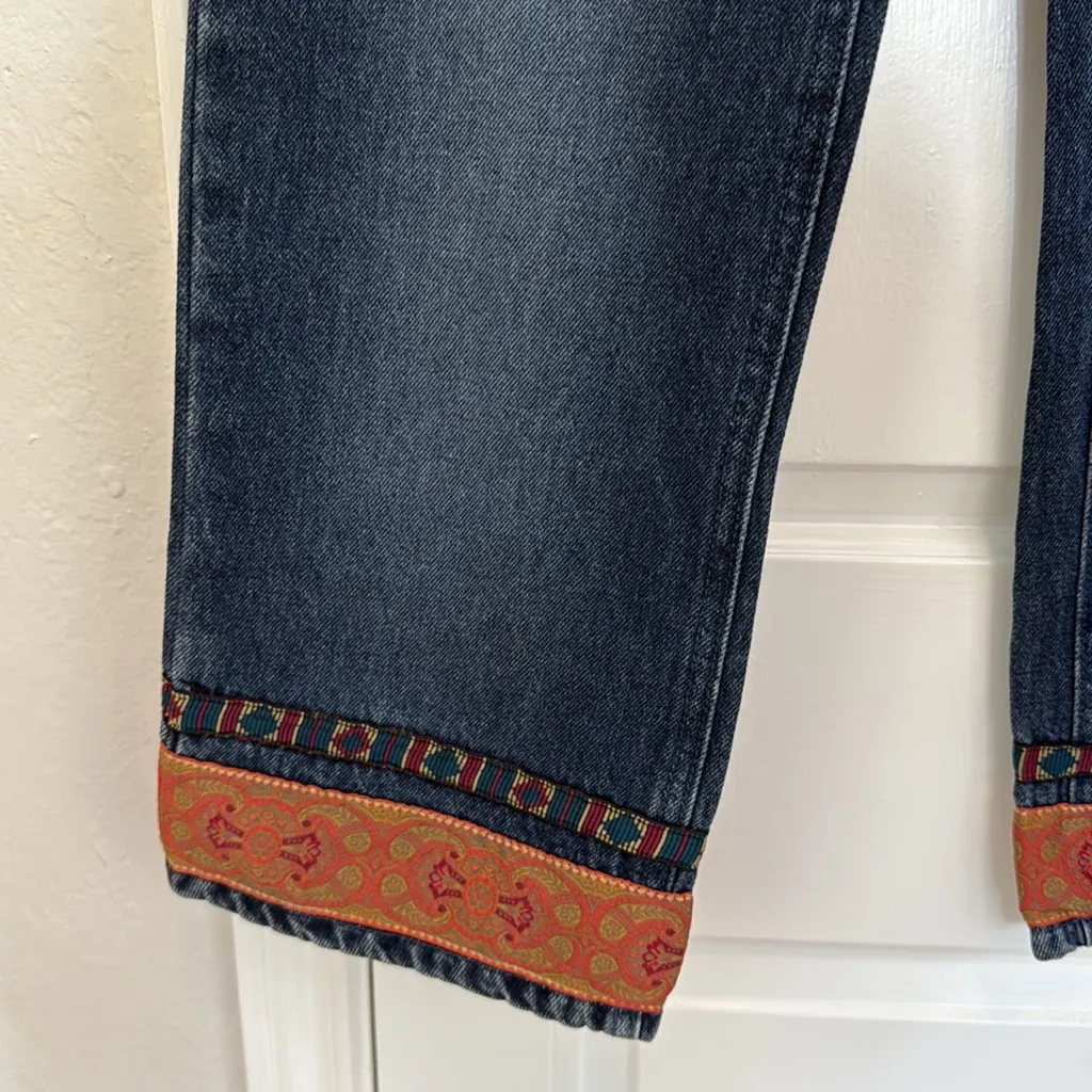 Y2k vintage tapestry trim bootcut jeans - Image 2