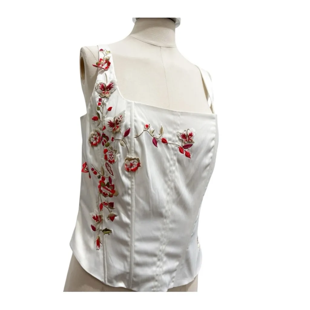 Vintage Lana Erica Mandalay Style Embellished Sleeveless Corset Top Size Large White - Image 7