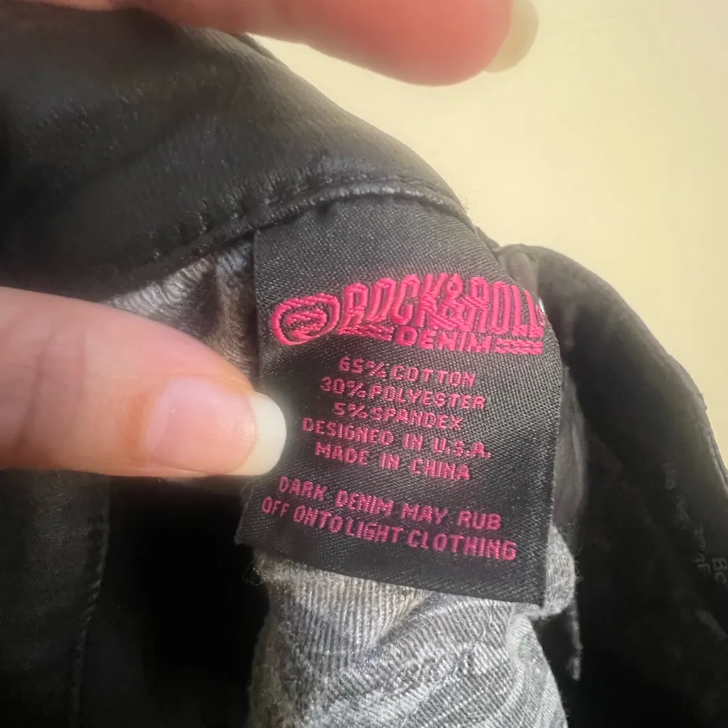 Rock&Roll Denim size 25x36 flare black jeans cowgirl pants - Image 9