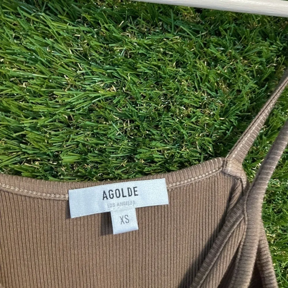 AGOLDE Spaghetti V-Strap Bodysuit in Toffee Size X-Small - Image 8