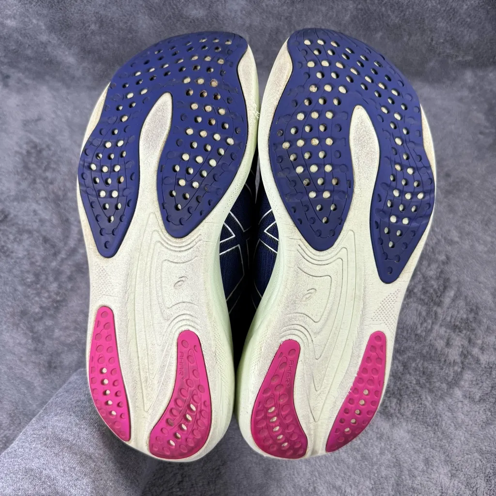 Women’s 10.5 ASICS Gel-Nimbus 25 Running Shoe Indigo Fuchsia Green Workout Train - Image 7