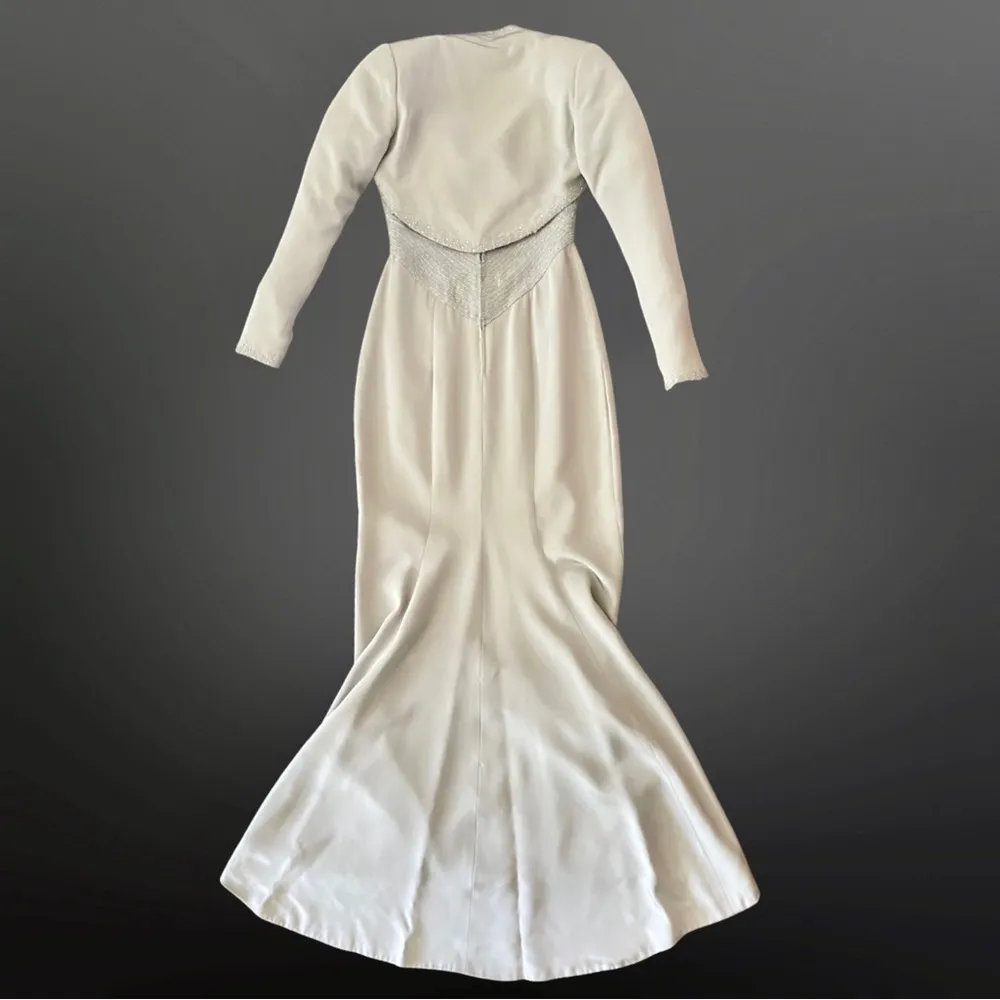 VINTAGE 1990s Stephen Yearick gown & bolero in light silver Size 0P - Image 3