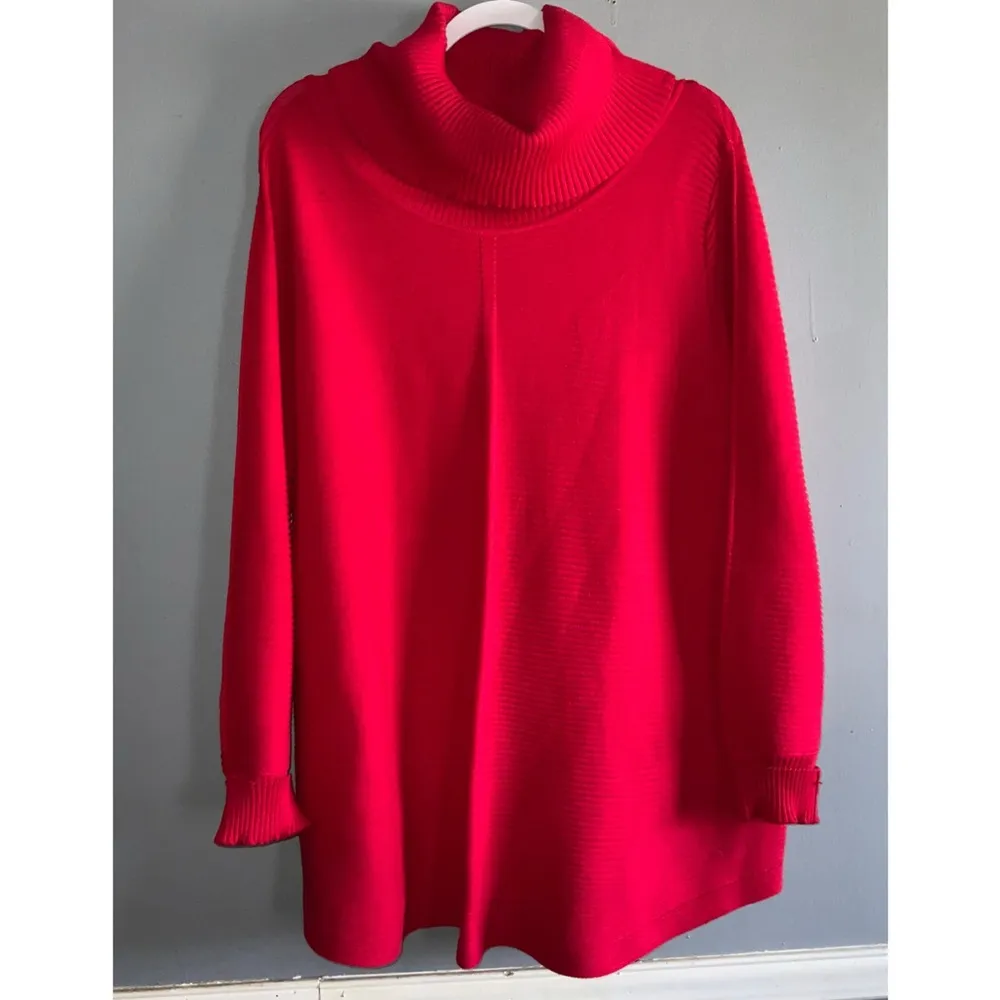 Cyrus Red Turtleneck Tunic Ribbed Sweater Soft Knit Classic Design 1X - Image 2