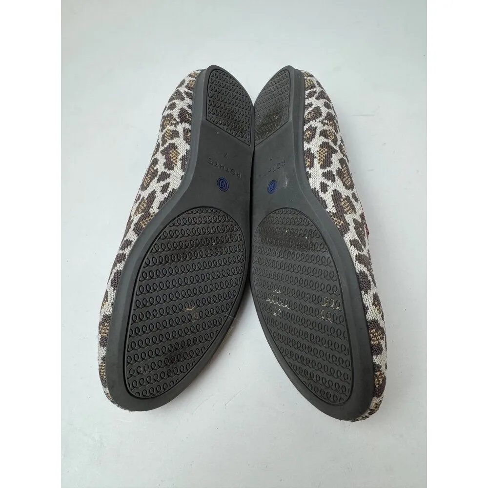 Rothy's Shoes Women 7 Brown Mocha Spot Leopard Ballet‎ Flats Loafers Preppy Knit - Image 10