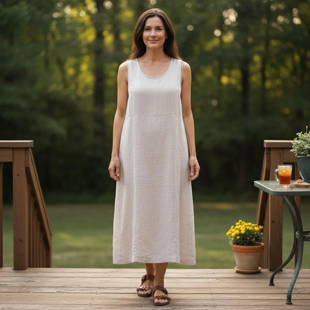 Bella umbra Italian Linen Midi Dress with Tie Belt - Image 2