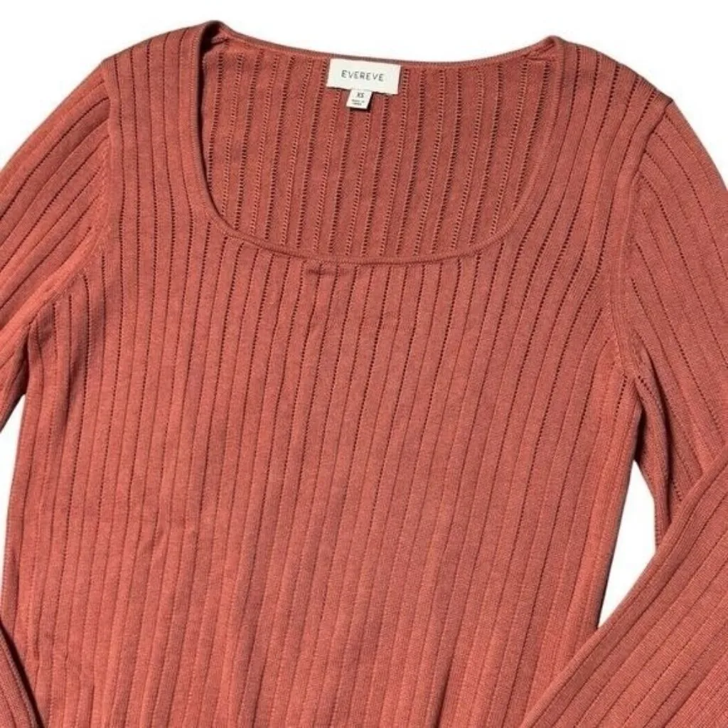 Evereve Blush Pink Eyelet Detail Long Sleeve‎ Blouse Feminine Dainty Holiday XS - Image 4