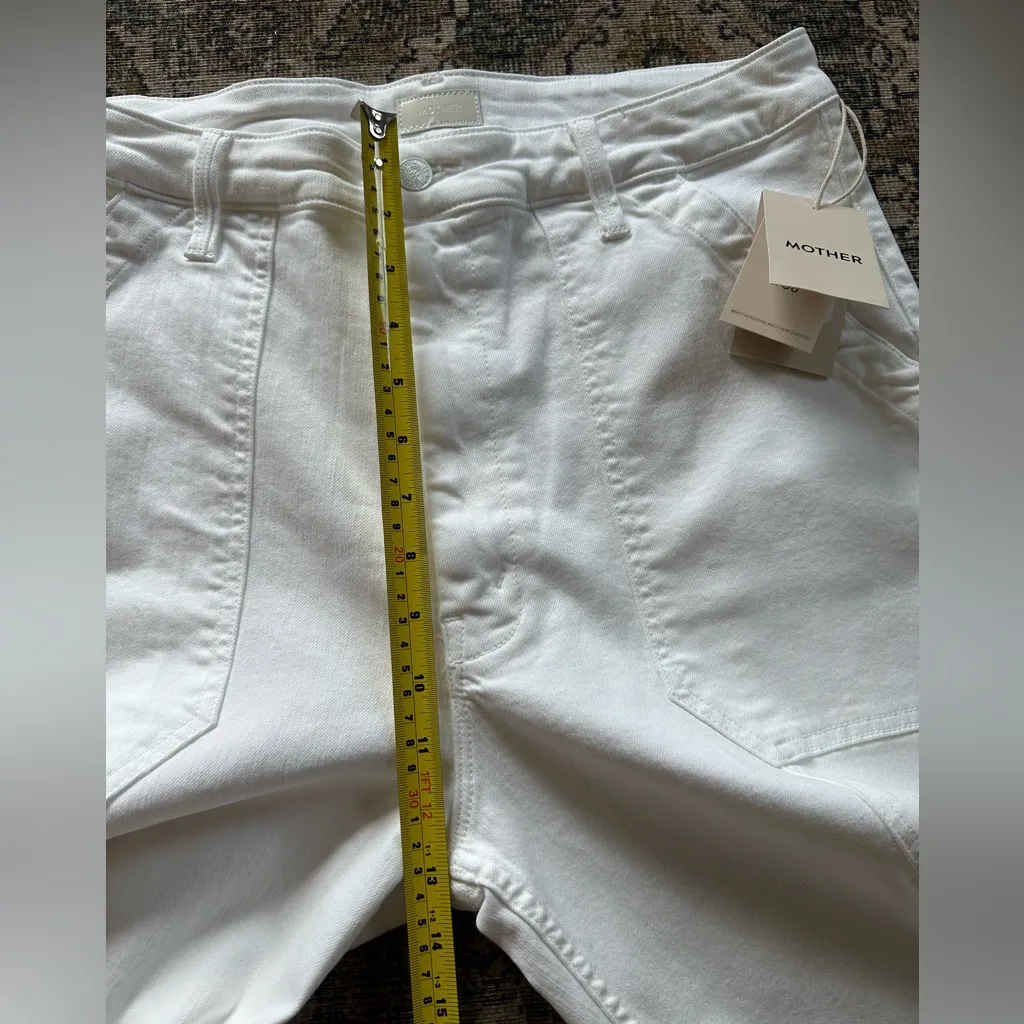 NWT MOTHER Denim Private Double Pocket Skimp Jeans Fairest of Them All White 31” - Image 13