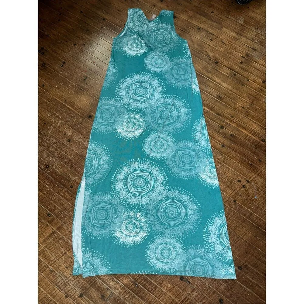 Chico’s turquoise knit vacationcore resort sleeveless maxi dress - Image 5