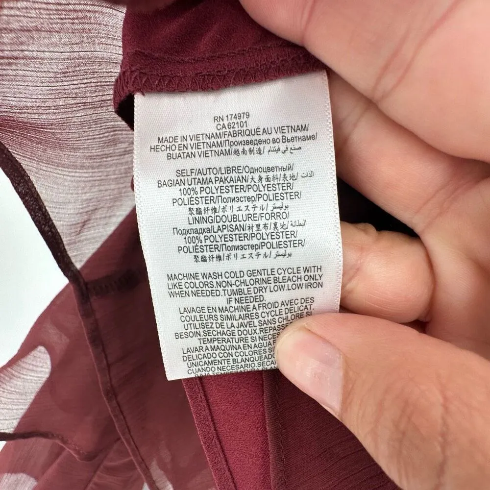 NWT BCBGeneration Tiered Bell Long Sleeve‎ Blouse Size XXS Purple Burgundy - Image 10