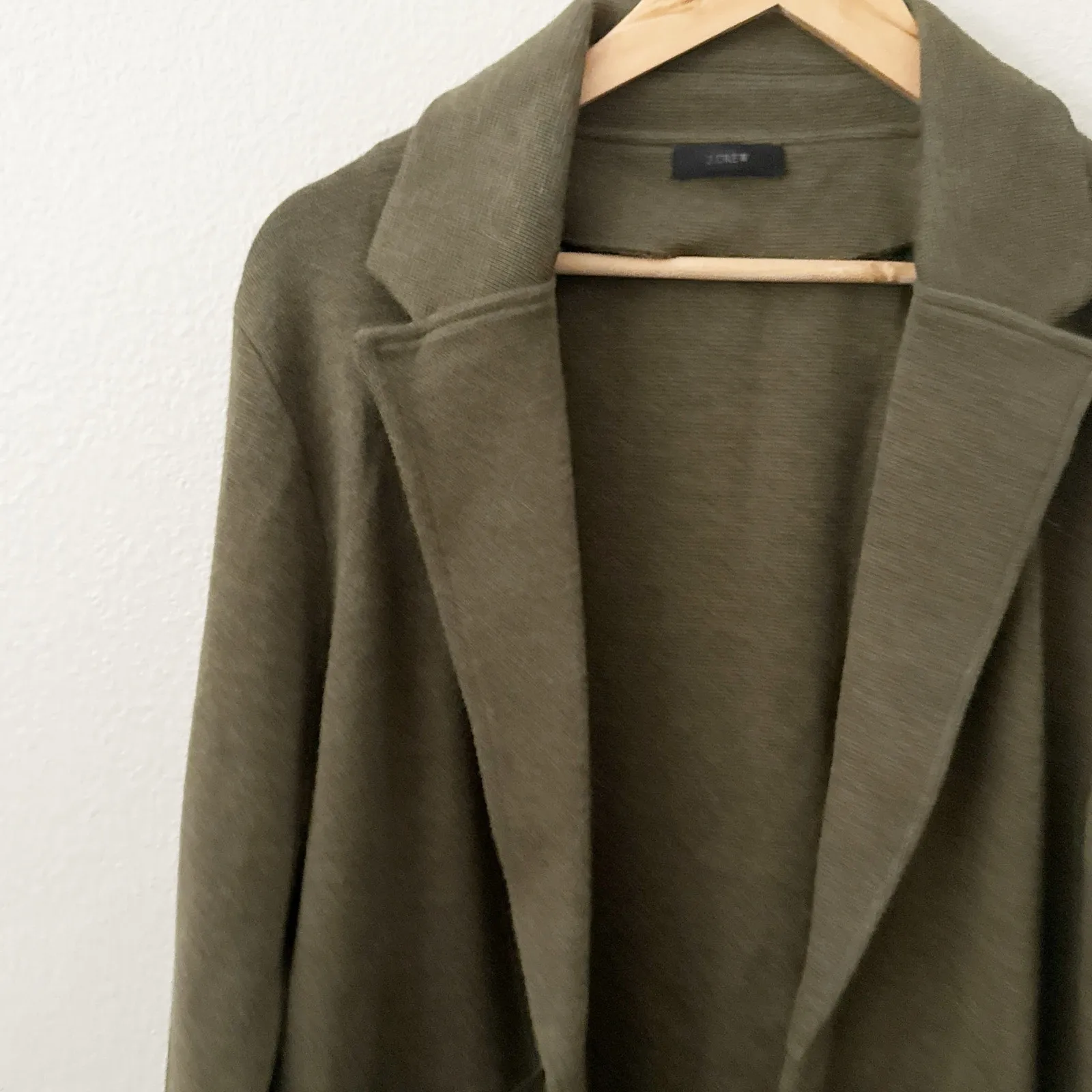 J. CREW | Sophie Merino Wool Open Sweater Long Green Cardigan Shacket | Large - Image 4