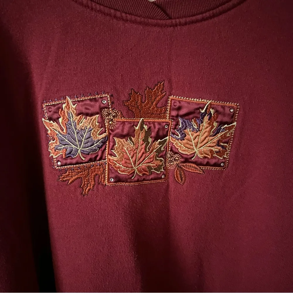 Fall ready Embroidered Leaves double collar sweatshirt. Womens Sz.3X - Image 4
