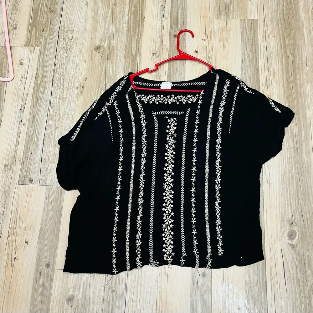By Together Boho Embroidered Slouchy Oversized sleeve  Top Black Size Me… - Image 5