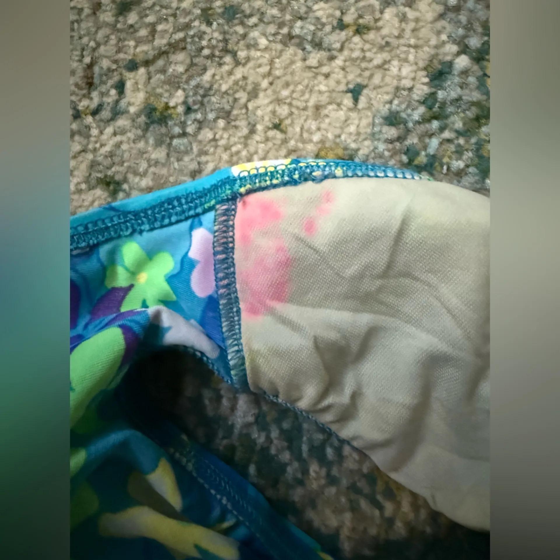 Vintage Le Cove blue flower power high waist underwire bikini, size 14 - Image 12