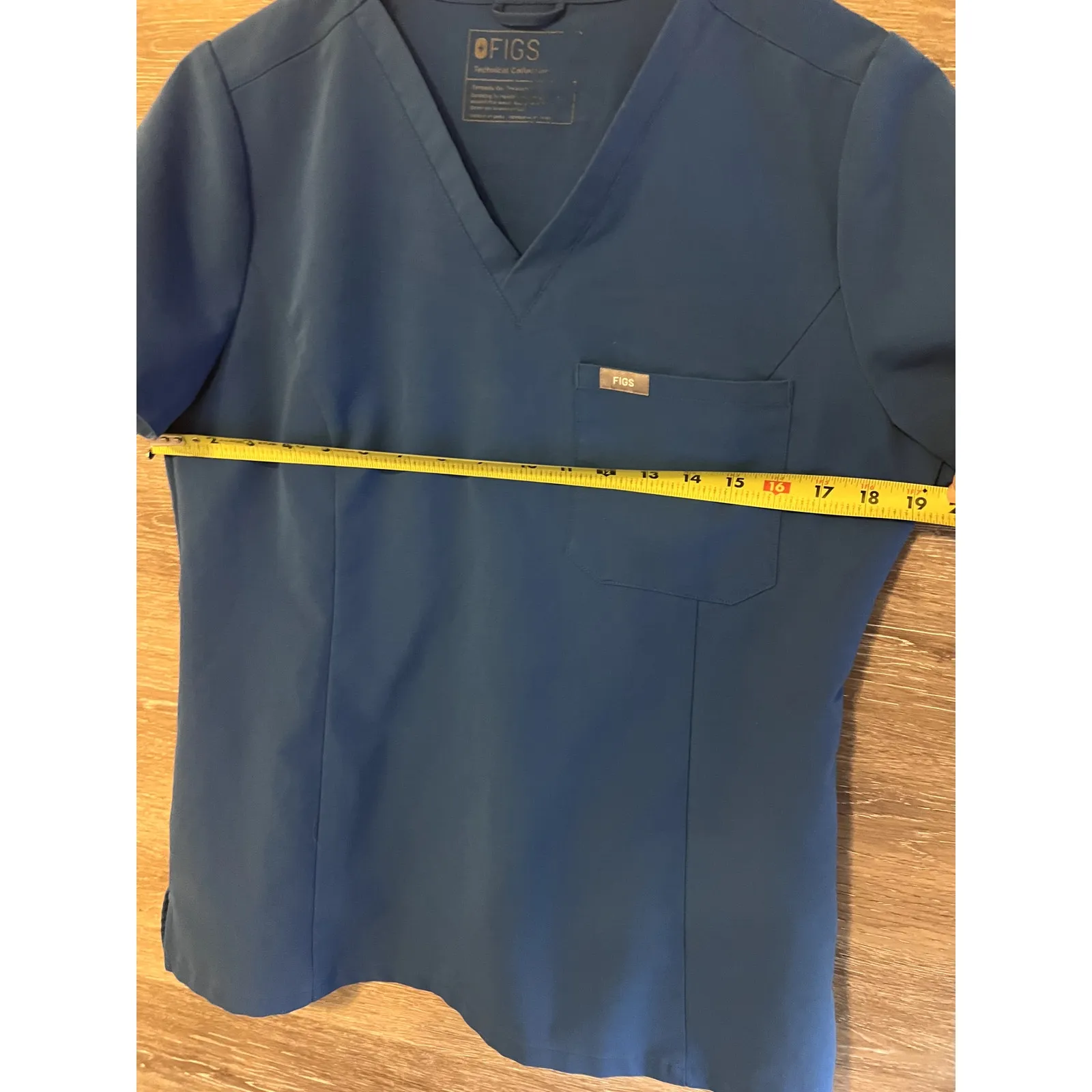 Figs Medical Top Shirt Blue Size Small V neck Short Sleeves Pocket - Image 6