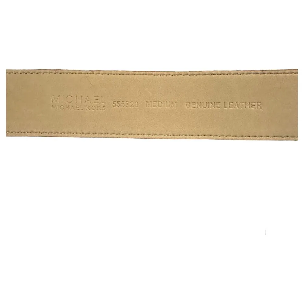 Michael Kors Camel Brown Leather Belt Silver Hardware 555723 Size Medium - Image 2