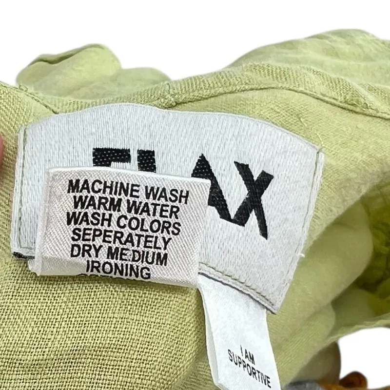 Flax Top Short Sleeve Blouse T-Shirt Linen Lime Green‎ Size Small - Image 8