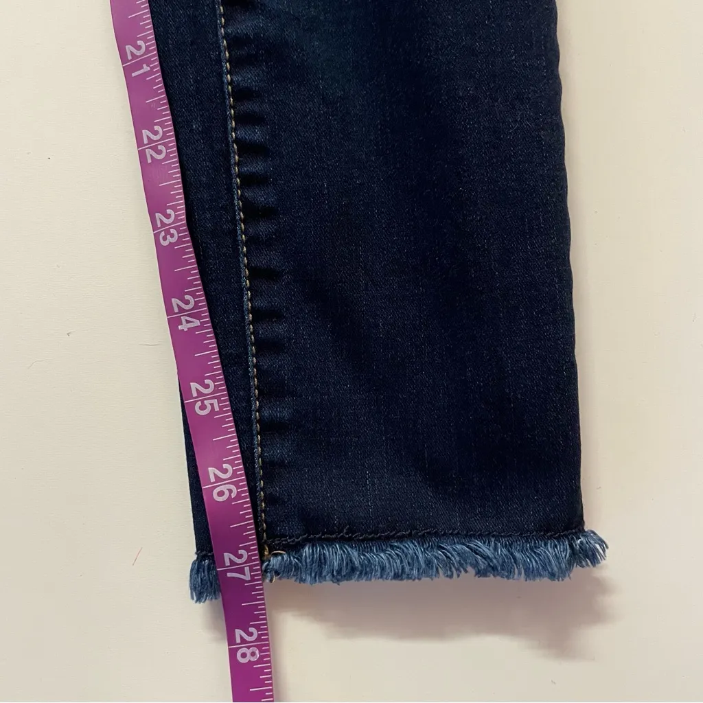 Charlotte Russe Refuge Dark Wash Distressed Raw Hem High Rise Skinny Jeans Sz 0 - Image 6