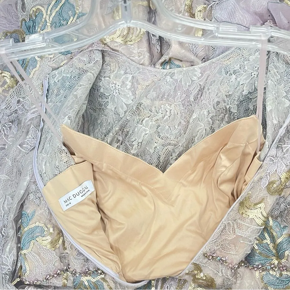 Mac Duggal 79374 Rose Applique Floral Embroidered Beaded Lace Maxi Gown, Size 16 - Image 9