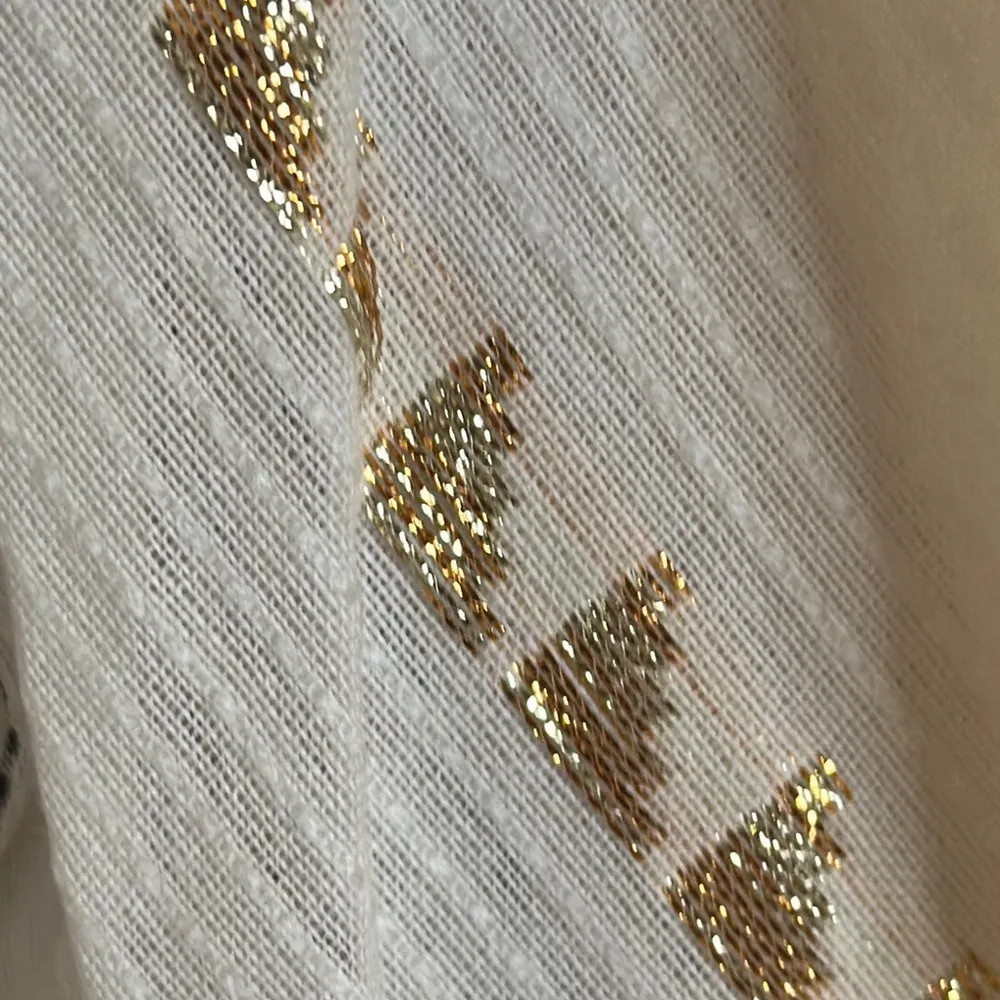 Lovestitch White Crescent Moon Peasant Top Blouse Relaxed Fit w/Glitter Threads - Image 7