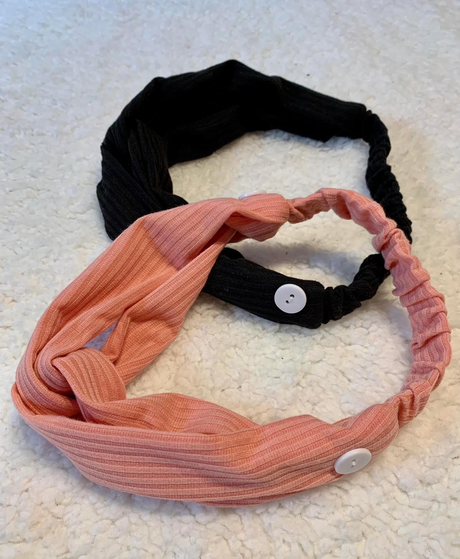 Handmade Knitted Cross Knot Button Headband Ear Saver  - Image 3