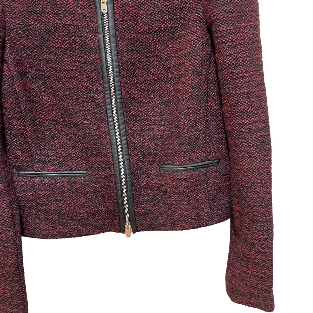 Club Monaco Braxlee Knit Wool Blazer Jacket Burgundy Black Women’s Size 2 New - Image 9