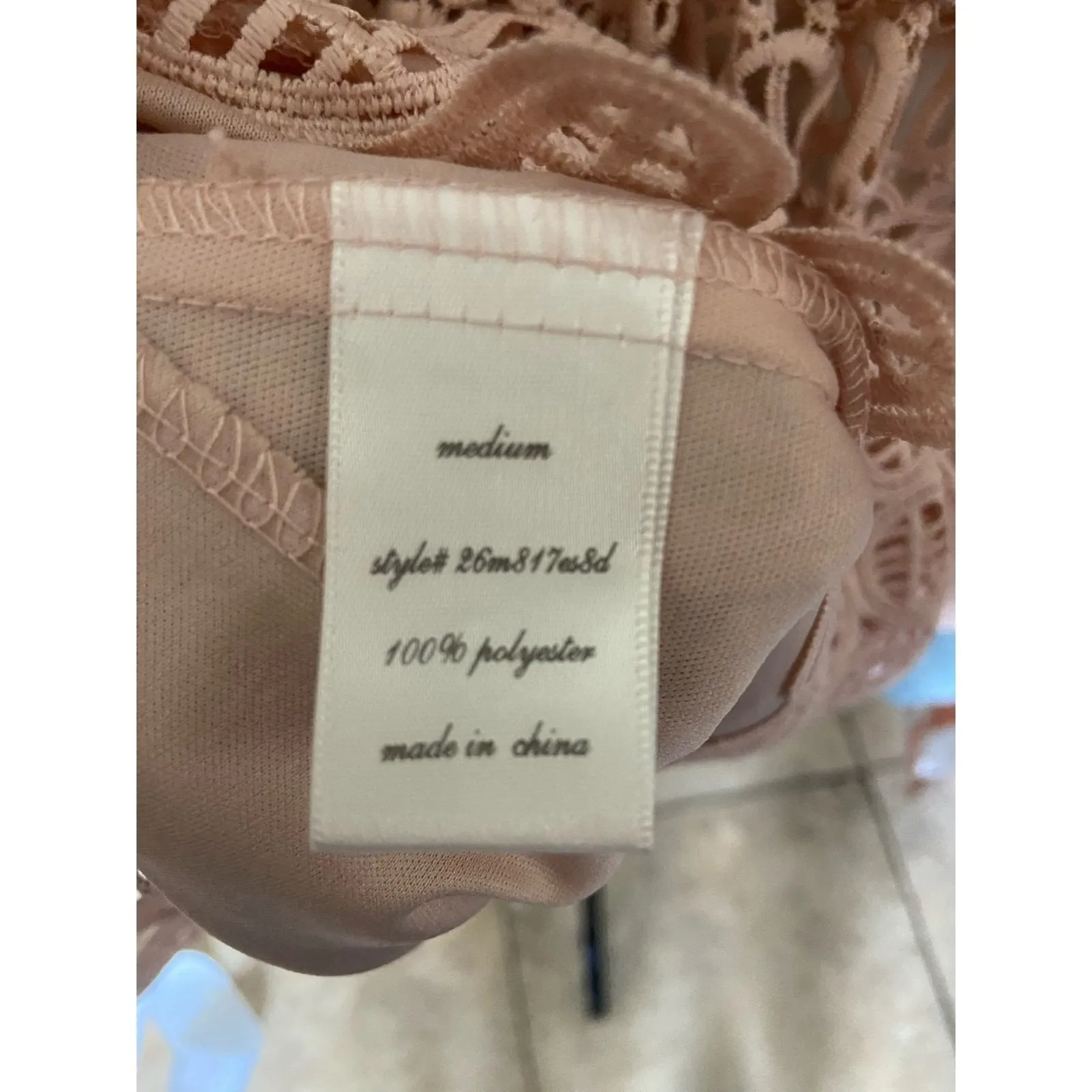 Miami Womens Dress Sz M Blush Pink Lace Eyelet Fit and Flare Francesca's NEW‎ - Image 7