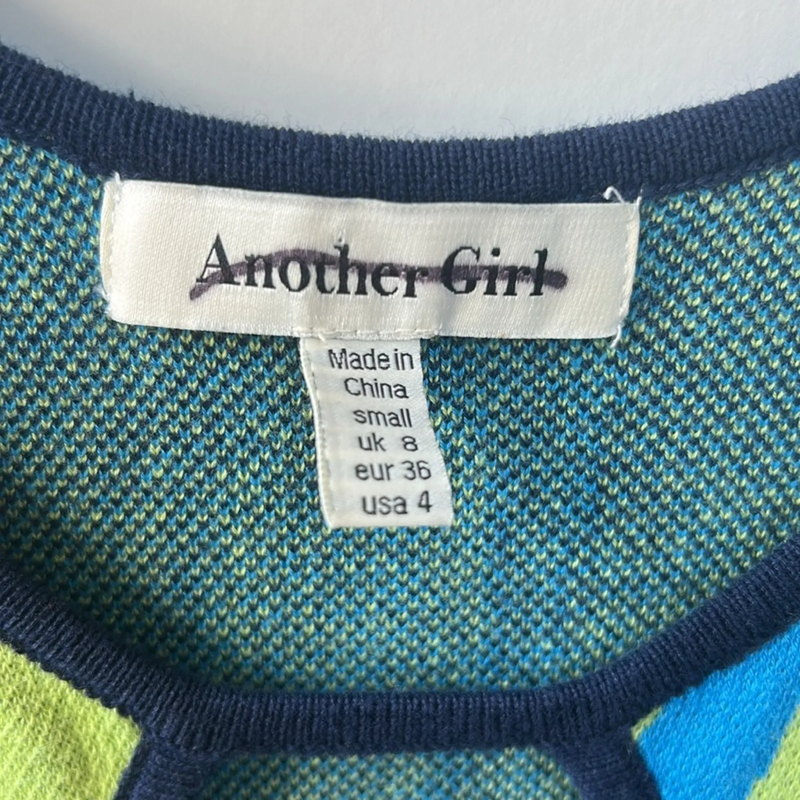 Free People Another Girl Lava Lamp Knit Midi Dress Blue/Green Retro Size 4 EUC - Image 5