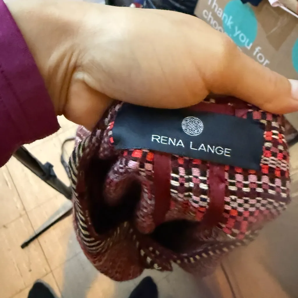 Rena Lange Multicolor Knit Tweed Jacket Red Size 6 - Image 3