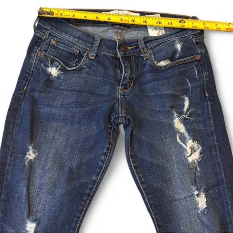 Abercrombie & Fitch Dark Wash Distressed Skinny Jeans W26 L29 Low Rise - Image 3