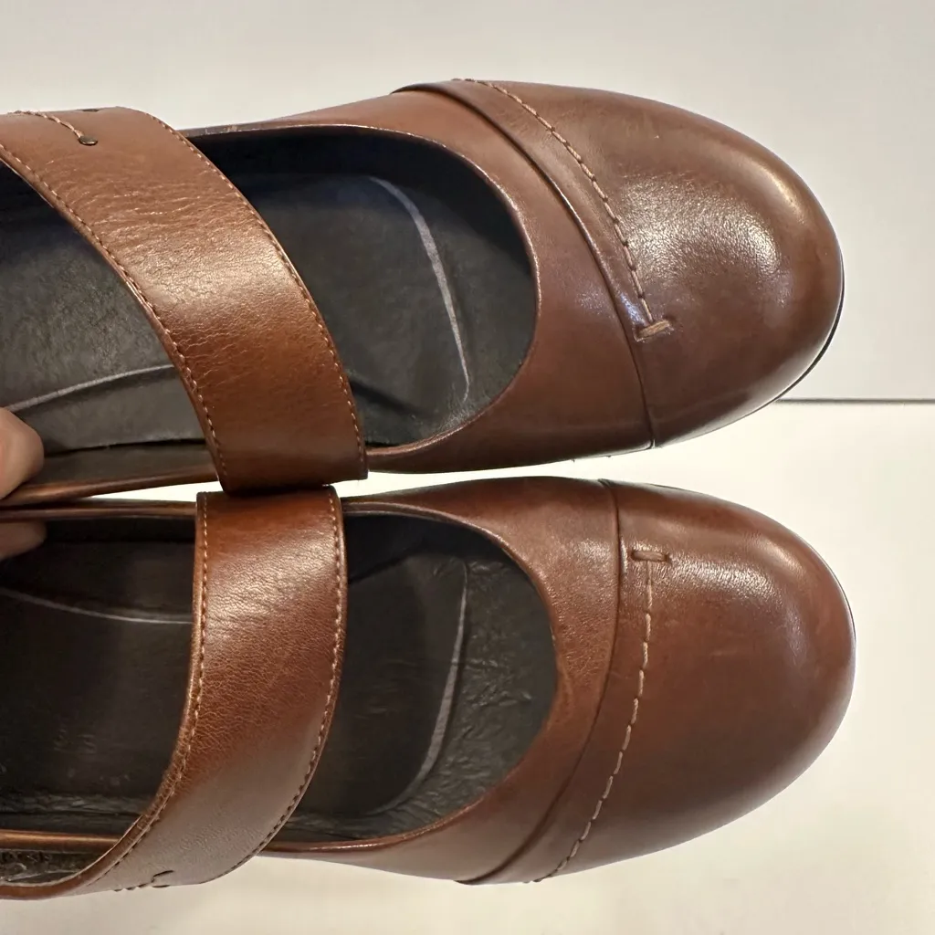 Dansko Leather Burnished Nappa Wedge Mary Janes Brown Size EU 37 - Image 4