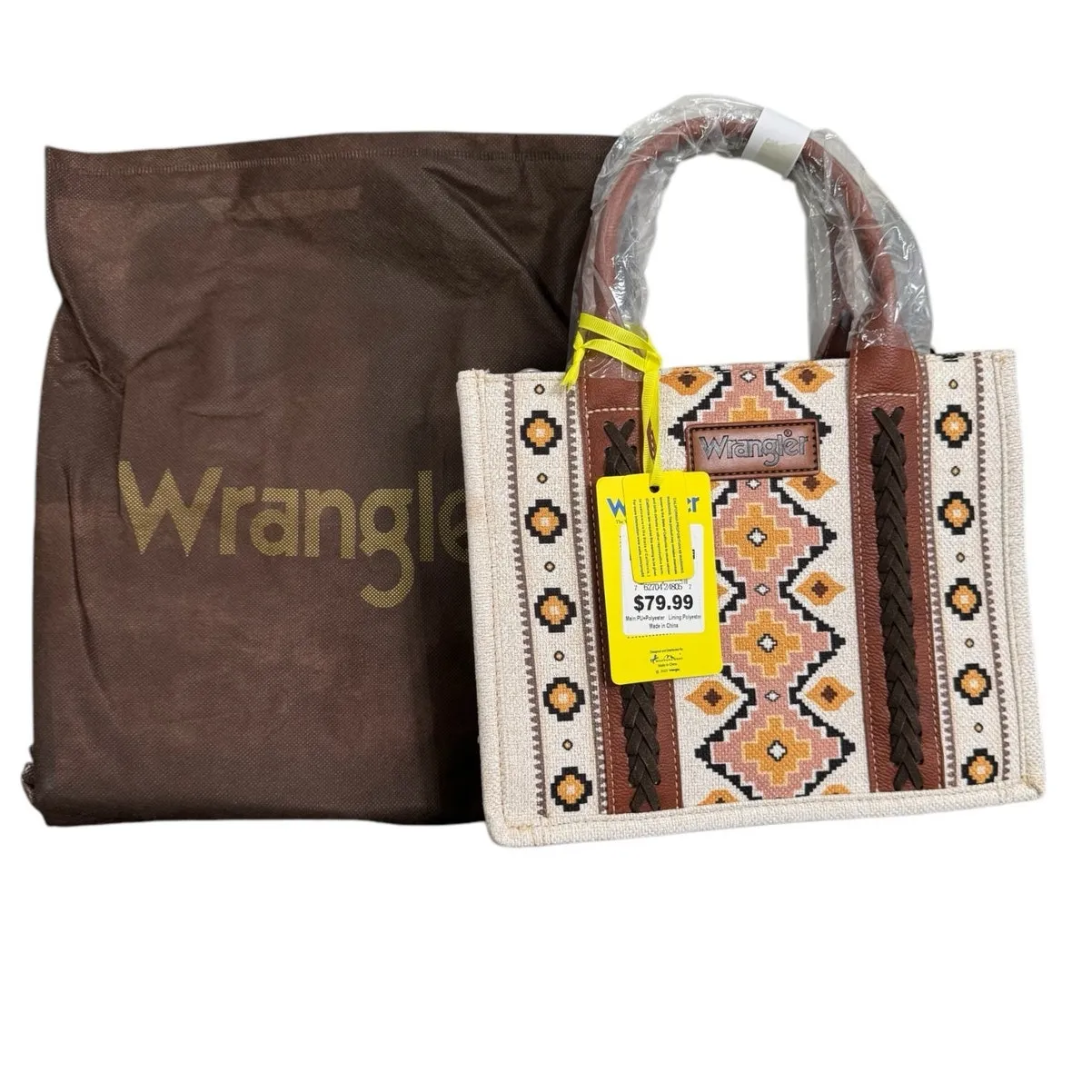 NWT! Wrangler Southwestern Small Canvas Tote/Crossbody in Coffee - Image 12