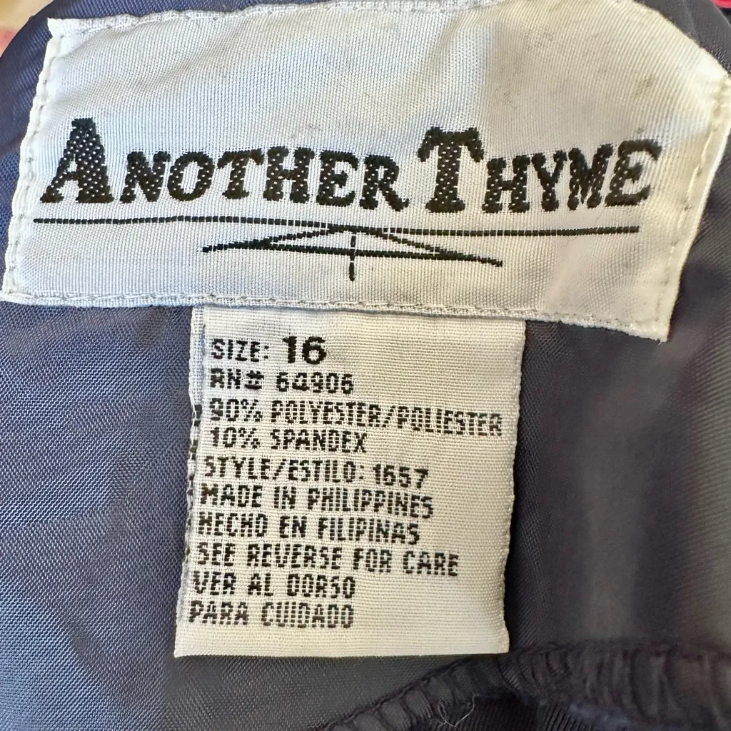 Elegant Navy Midi Velvet Dress Crystal Collar Holiday Travel Evening Outfit Vtg Blue Size 16 - Image 12