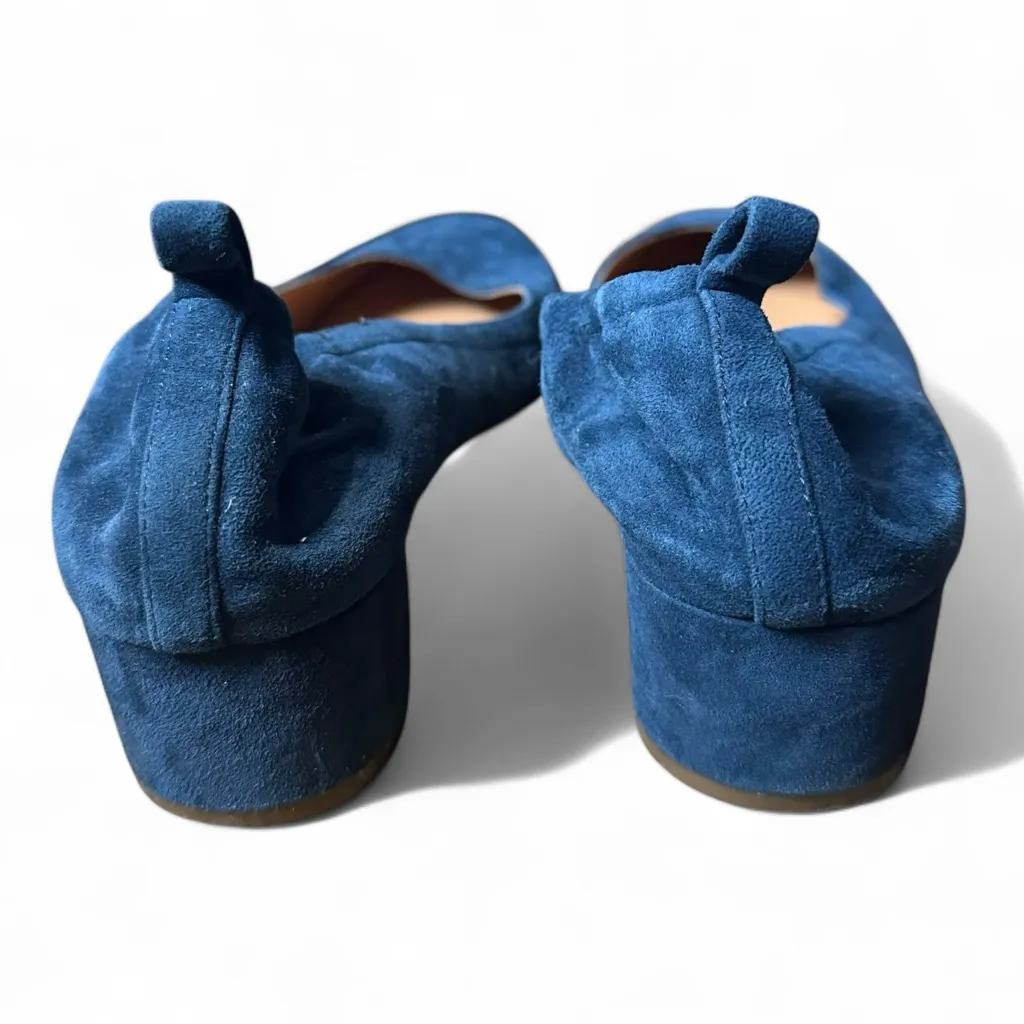 J. Crew Blue Suede Block Low Heels Size 7.5 - Image 4